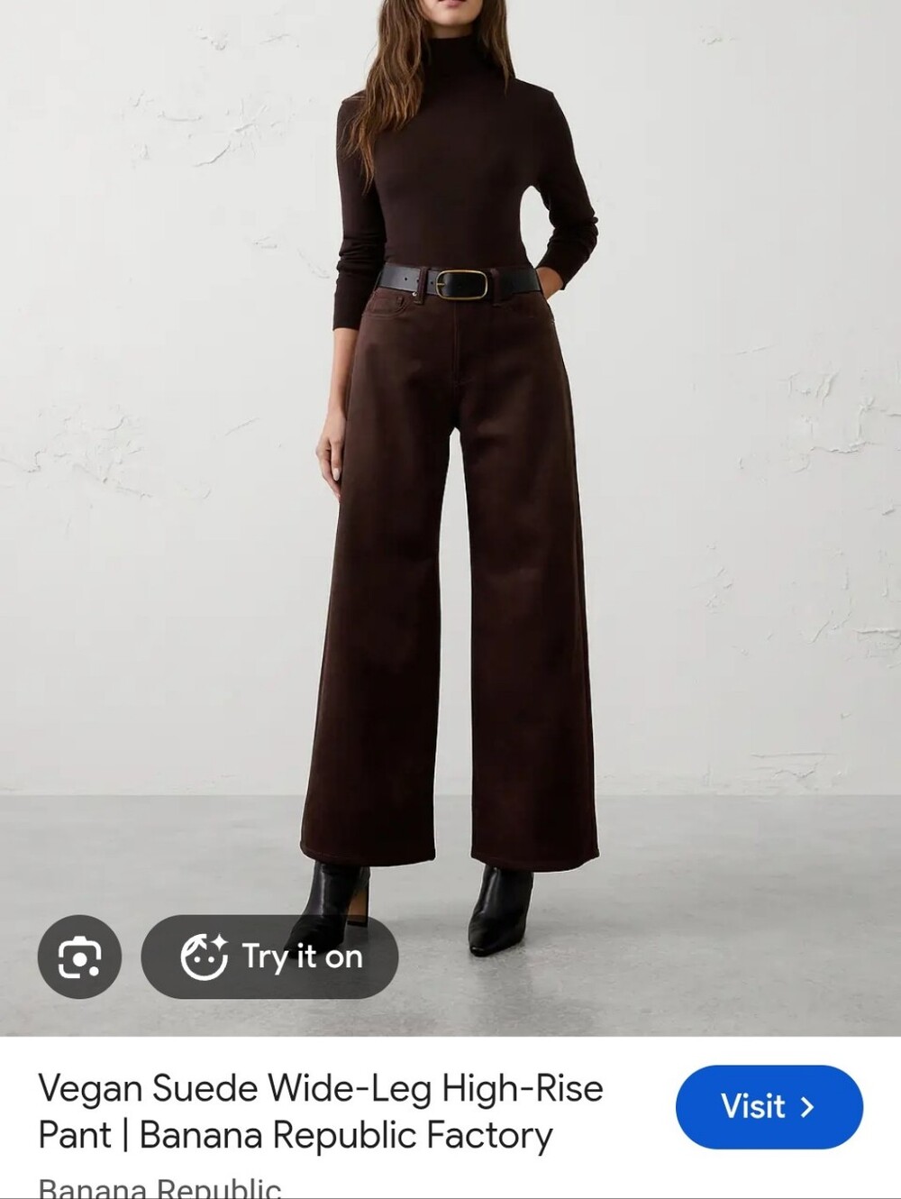 Banana Republic Wide-Leg High-Rise Vegan Suede Pant